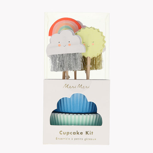 Creation kit of 24 unicorn-themed birthday cupcake toppers and boxes