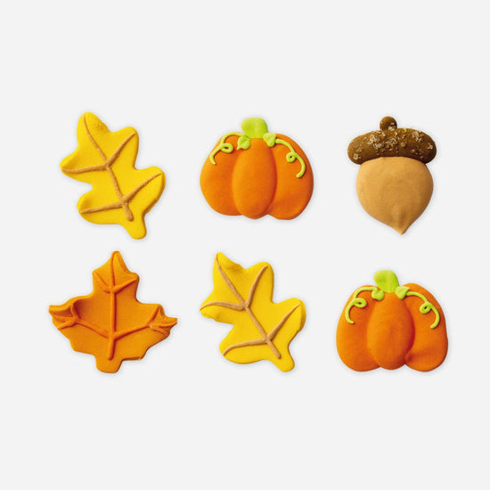 6 décorations comestibles feuilles d'automne pour gateaux et cupcakes