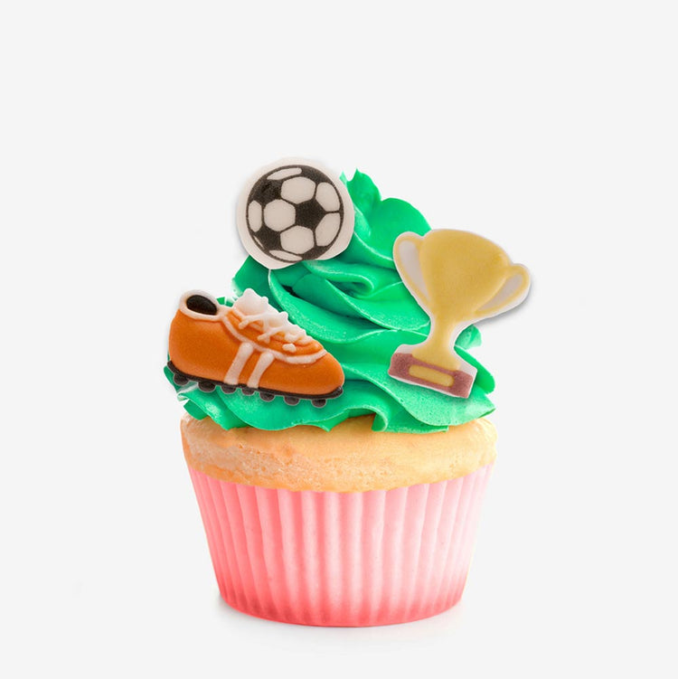 Décoration foot en sucre pour un gâteau d'anniversaire