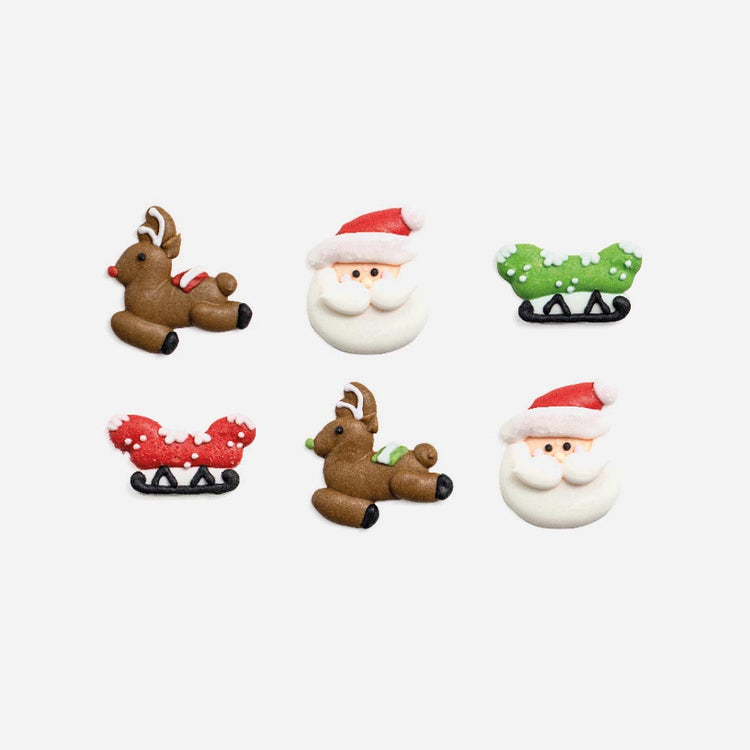 6 trineos de Papá Noel comestibles para cupcakes de Navidad