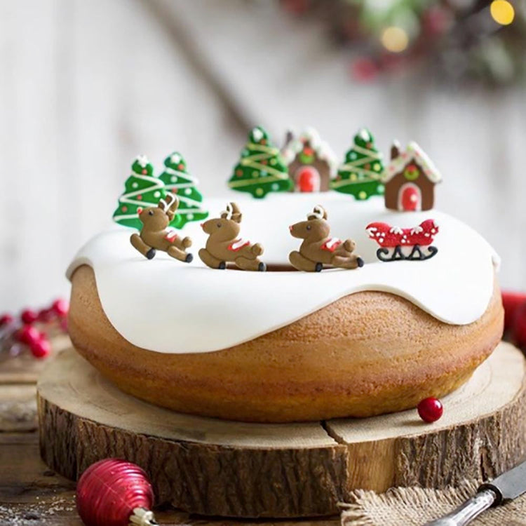 Trineo de Papá Noel adornos de azúcar para pasteles de Navidad