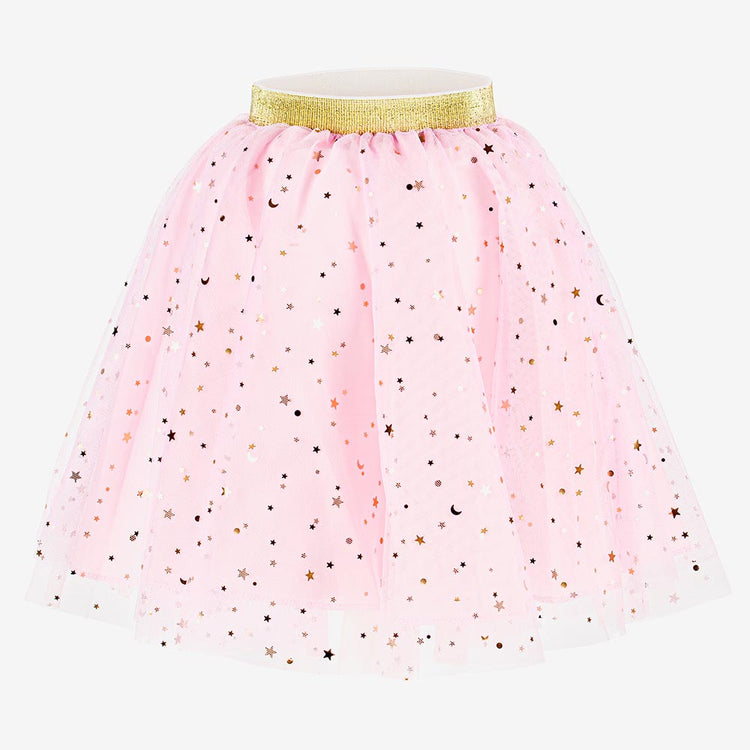 Girl costume: pink tutu with golden stars for princess birthday
