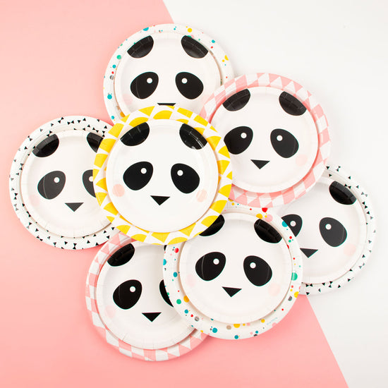 Birthday table idea with panda plates and My Little Day patterns