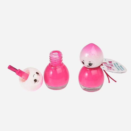 Esmalte de uñas rosa al agua para niña con forma de figurita